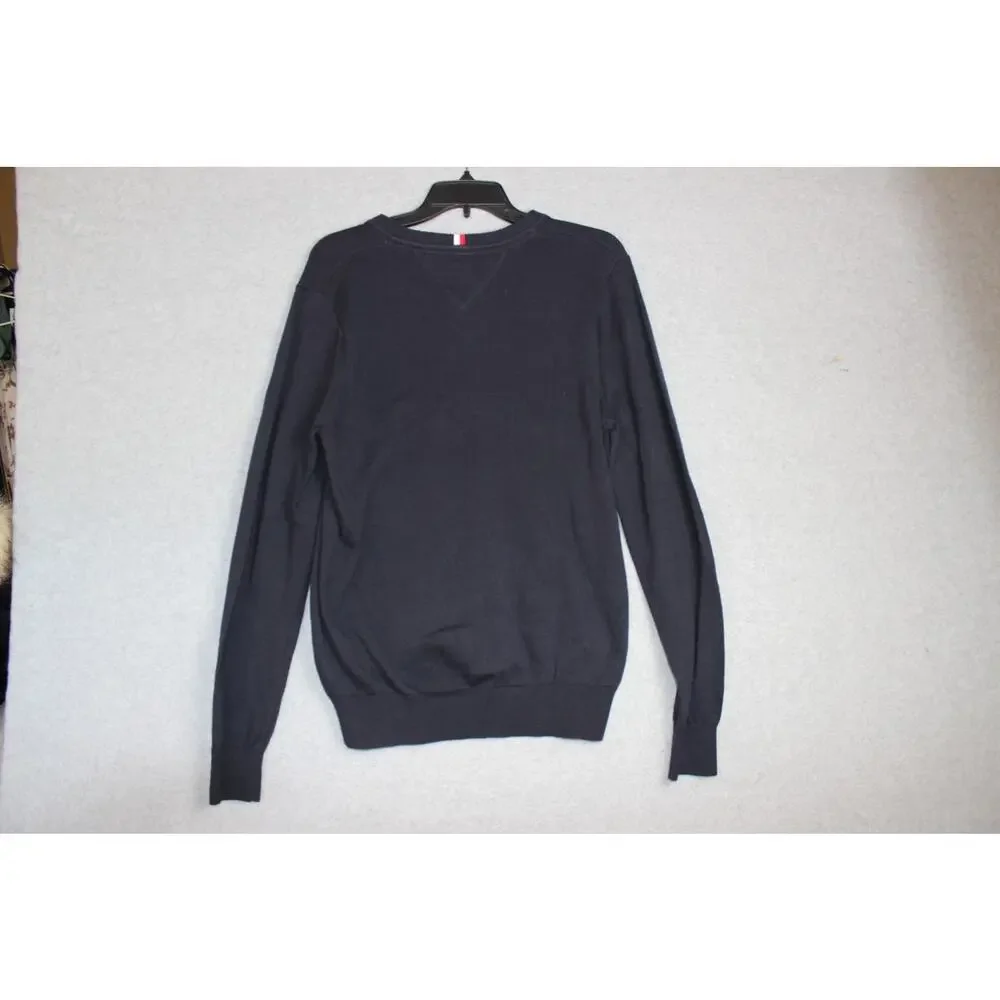 Tommy Hilfiger Men's‎ Black Solid V-Neck Cotton Pullover Sweater NWT Size Medium